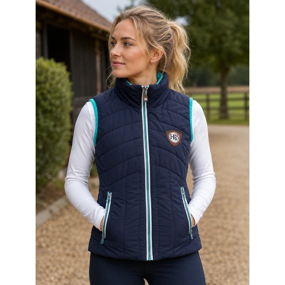 Horseware Ireland Navy Quilted Gilet Vest X-Small XS UK 8 USA 4 Polyester Zip